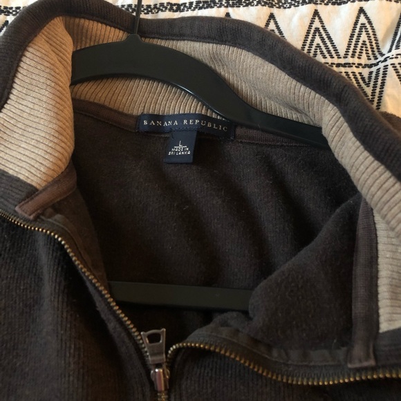 Banana Republic Quarter-Zip Brown Sweater Size L - Picture 5 of 8